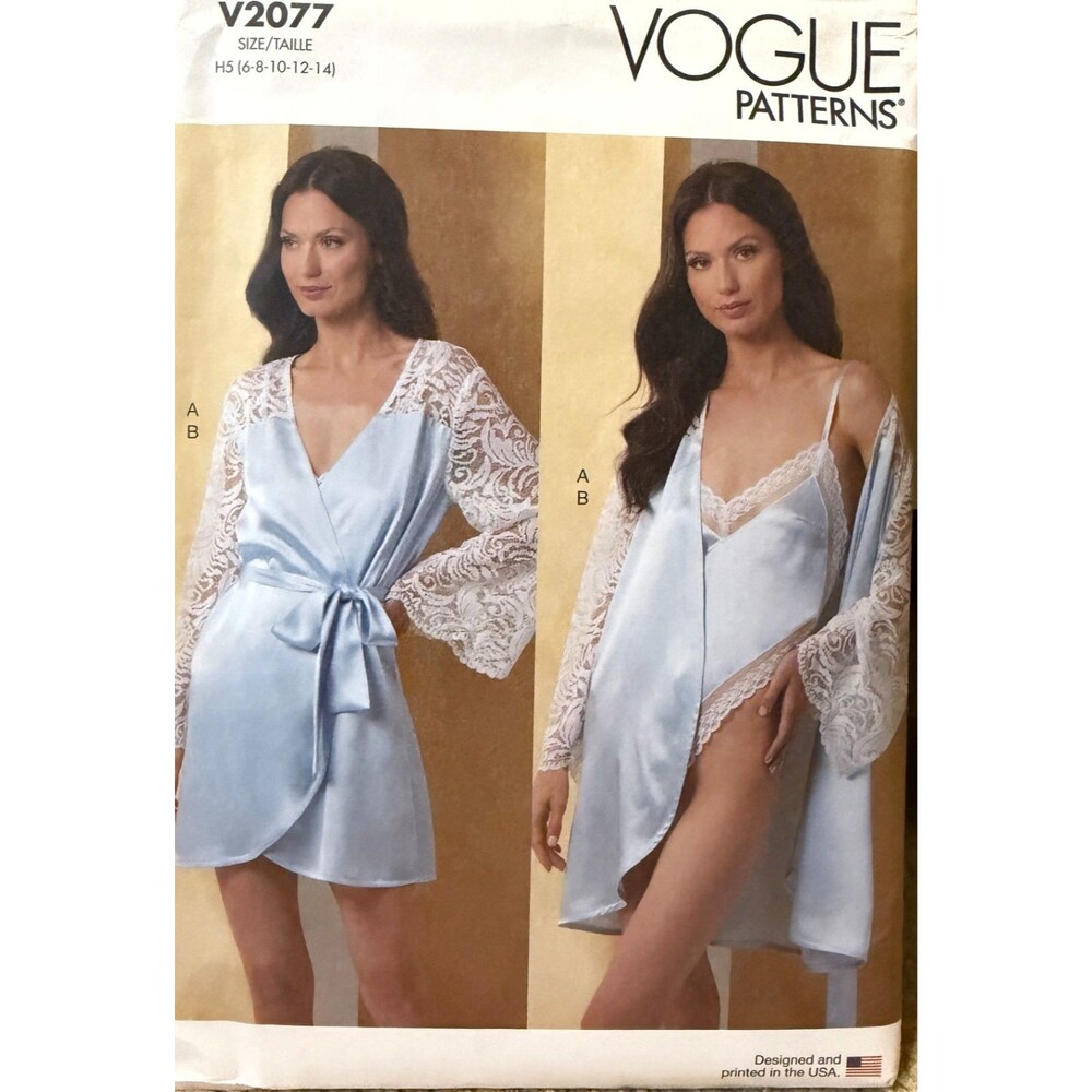 Pattern Misses Sz U5 16-24 Wrap Robe Belt & Teddy Vogue V2077 New/Uncut